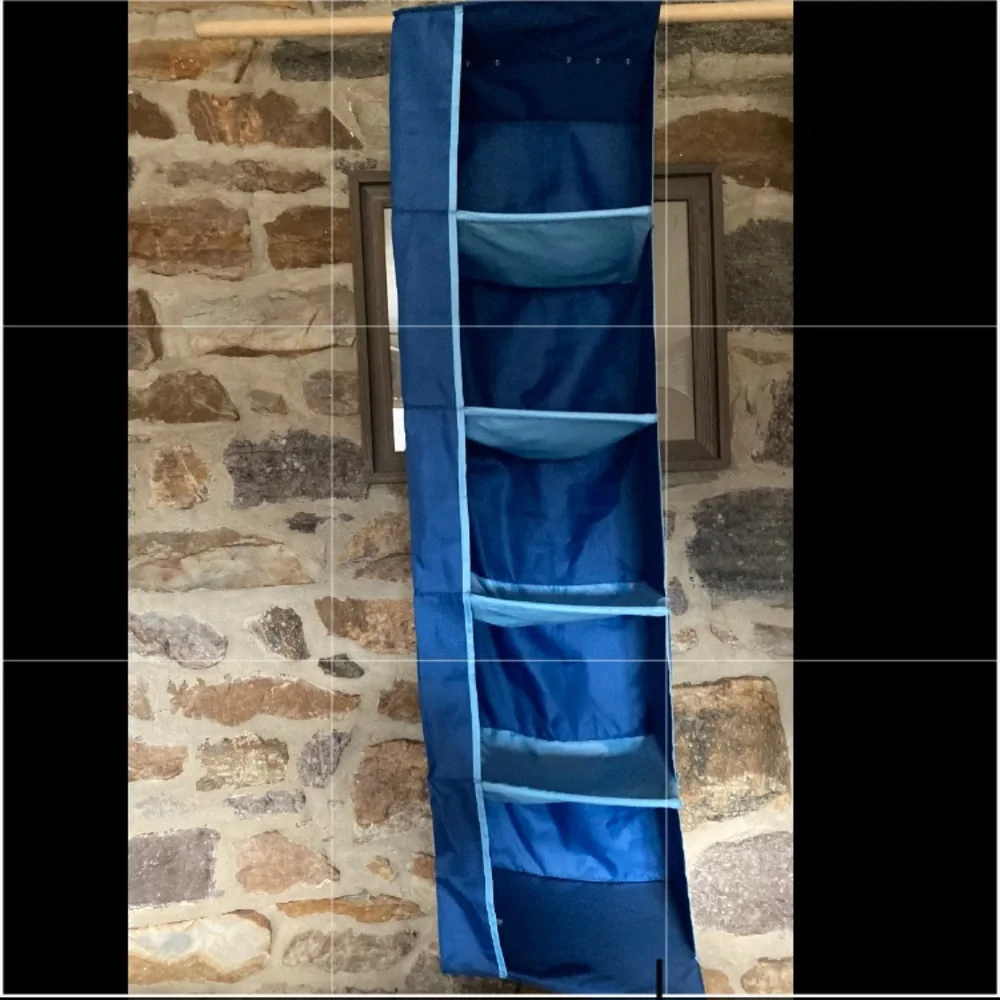 Hanging Shelf Closet organizer Blue shelving for Clothing Shoes Toys